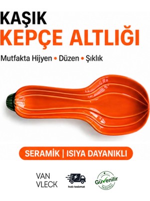 Van Vleck Kabak Şeklinde Seramik Kaşık Altlığı – Dekoratif Kaşık Tutucu, Tezgah Koruyucu Mutfak Aksesuarı