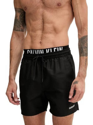 Calvin Klein Erkek Siyah Orta Boy Bağcıklı Deniz Şortu LV00N61015