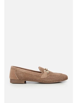Yaya By Hotiç Kadın Vizon Süet Tokalı Zımba Detaylı Loafer