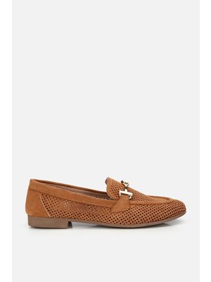 Yaya By Hotiç Kadın Taba Süet Tokalı Zımba Detaylı Loafer