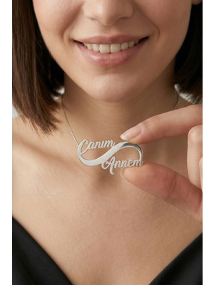 Parmas Design Sonsuzluk Canım Annem Yazılı 925 Ayar Gümüş Anneler Günü Hediyesi Kolye 01709