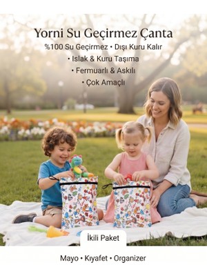 Yorni 2 ADET Family, 36x30 CM, Su Geçirmez, Islak Mayo Bebek Bakım Çanta/Torba, Organizer, Makinede Yıkanabilir, Fermuarlı & Askılı | Mayo, Bebek Bezi, Spor & Seyahat için