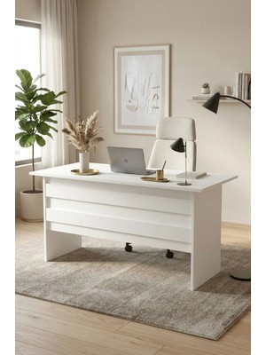 Yurudesign Vario A Ofis Çalışma Masası Ahşap Malzeme 140 cm Genişlik Modern Tasarım 3 Renk VO1-W
