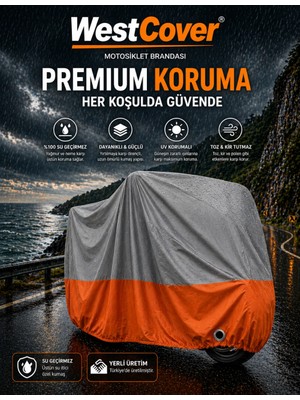 WestCover  Royal Enfield Meteor 350 (Gri-Turuncu Parç.)Motosiklet Branda Su-Toz Geçirmez Motor Örtü