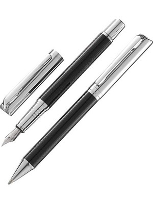 Steelpen Dolmakalem + Tükenmez Plus Siyah Krom Desenli 5083
