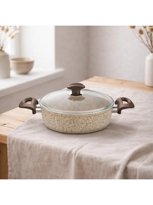 Falez Creamy Granit Karnıyarık Tencere 24 cm