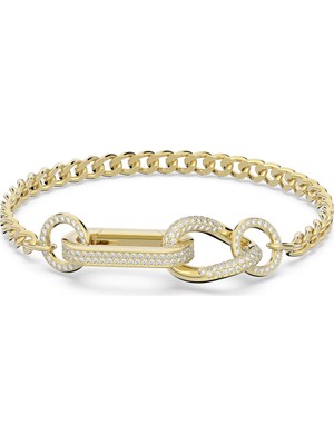 Swarovski Dextera Bileklik Pave Mixed Links Beyaz Sari Altin Rengi Kaplama Xl