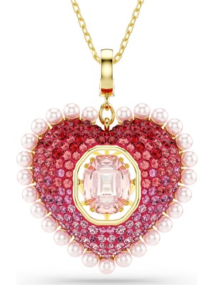 Swarovski Idyllia Kolye Karışık Kesim Kalp Pembe Sarı Altın Rengi Kaplama