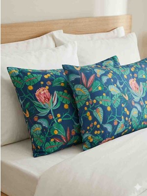 English Home Exotic %100 Pamuk 2'li Yastık Kılıfı Seti - 50X70 cm - Botanik Desenli