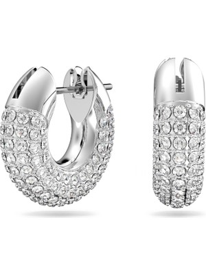 Swarovski Dextera Hoop Küpe Small Beyaz Rodyum Kaplama