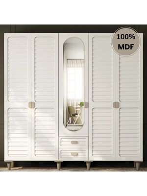 Comiet Lavanta 5 Kapak Mdf Ayaklı Tasarım Gardırop