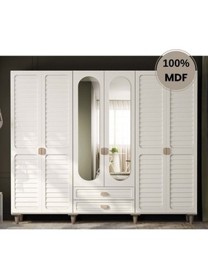 Comiet Lavanta 6 Kapak Mdf Ayaklı Tasarım Gardırop