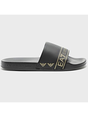 EA7 Erkek Rahat Taban Logo Tasarımlı Siyah - Gold Terlik 7X000110 AF15128-PC001