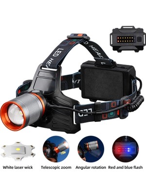 Bedotech Bd-8 13W Tg + Smd LED Alüminyum Alaşımlı Zoomlu Type-C Şarjlı Kafa Feneri