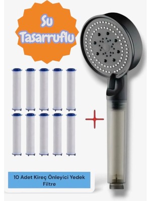 Truva Su Tasarruflu ve Kireç Önleyici 5 Fonksiyonlu Turbo Özellikli El Duşu ve 10 Adet Yedek Filtreli