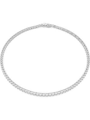 Swarovski Matrix Tennis Kolye Round Cut Beyaz Rodyum Kaplama M M