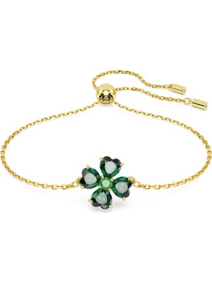 Swarovski Idyllia Bileklik Mixed Cut Clover Yeşil Sari Altin Rengi Kaplama