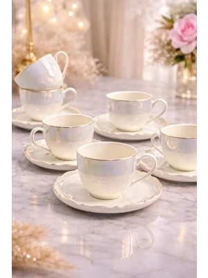 Acar JEA-08360 Pearl Dream 6'lı Porselen Double 150 ml Kahve Fincan Takımı