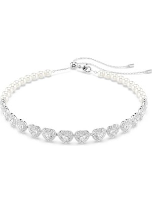 Swarovski Capsule Angelic Choker Kolye Inci Beyaz Rodyum Kaplama