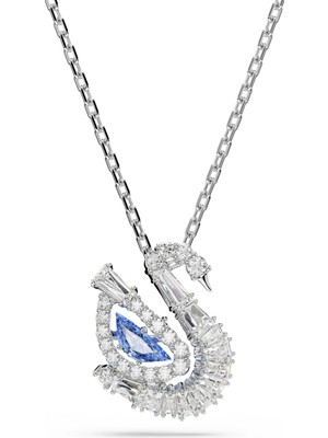 Swarovski Swan Kolye Karişik Kesim Kuğu Mavi Std