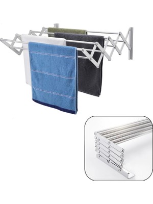 Depolife 85CM-9 Çubuk Alüminyum Akordiyon Çamaşır Balkon Kurutma Askısı Paslanmaz Özellikli