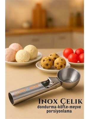 Uravas Store Hsnet Inox 5 cm Dondurma Kaşığı - Karpuz Kurabiye Köfte Helva Porsiyonlama