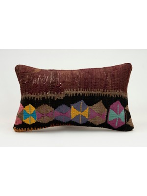Kilim Wholesale El Yapımı Eski Kilimden Yapılmış Vintage Kırlent Kılıfı, Yün, 30X50 cm