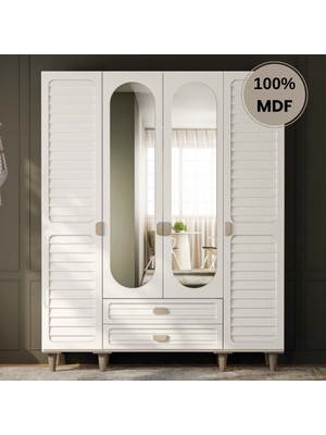 Comiet Lavanta 4 Kapak Mdf Ayaklı Tasarım Gardırop