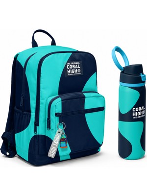 Coral High Lacivert Turkuaz Sırt Çantası 23686+ÇELIK Termos 800 ml 38546