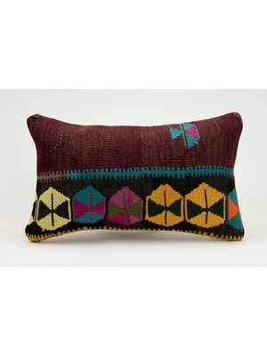 Kilim Wholesale El Yapımı Eski Kilimden Yapılmış Vintage Kırlent Kılıfı, Yün, 30X50 cm