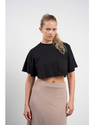 HANIQA Kadın Crop Kısa Kollu Yazlık T-Shirt 36-42 | 25191