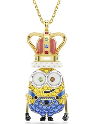Swarovski Minions King Bob Kolye Pave Çok Renkli Sarı Altın Rengi Kaplama