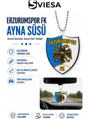 Sviesa Erzurum Spor Fk Araç Dikiz Aynası Süsü Taraftar Logolu Pleksi Ayna Aksesuarı Araba Iç Aksesuar