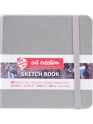 Talens Tac Gümüş Renkli Sketch Book 12X12 cm 140 gr 80 Sayfa Yüksek Kalite