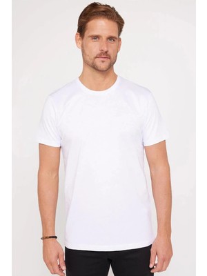 Unisex 5'li Paket Beyaz-Kırmızı-Gri-Yeşil-Siyah Slim Fit Dar Kesim %100 Pamuk Bisiklet Yaka Tişört