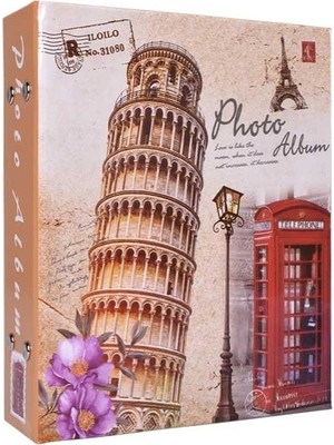 Nobbystar Krem Renkli Pisa Kulesi Desenli 13X18CM Fotoğraf Albümü 100 Adet Kapasiteli