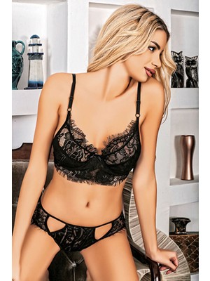 Sistina Cosmotex Siyah Dantelli Sütyen Takım - 885 - Beden S/m