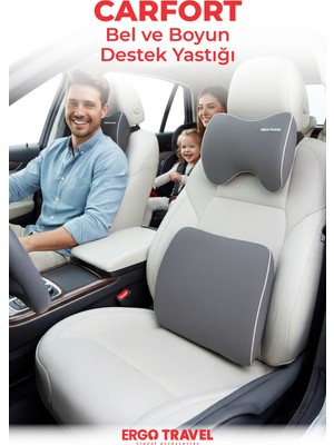 Viscofoam Araç İçi Visco Boyun Destek ve Bel  Destek Yastığı Gri Visco Yastık