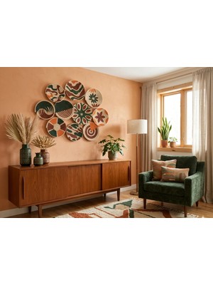 Atlas Home Art 10 Parça Duvar Tabağı Seti Hasır Duvar Seti