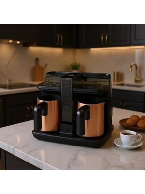 English Home TKM 6020 Çift Hazneli İkili Türk Kahvesi Makinesi Siyah-Bakır