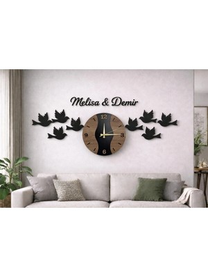 Duvar Saati 40 cm Kuş Temalı Kişiye Özel Modern ve Tasarım NO20012