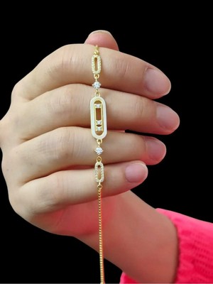 Moda Gümüş 925 Ayar Gümüş Sedef Taşlı Minimal Model Kadın Bileklik