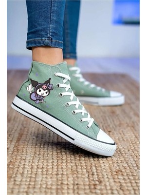 Ymn Ayakkabı Kuromi Baskılı Mint Yeşili Bilekli Spor Ayakkabı Çocuk Sneaker