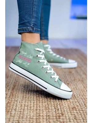 Ymn Ayakkabı Imzalı Black Pink Baskılı Mint Yeşili Bilekli Spor Ayakkabı Çocuk Sneaker