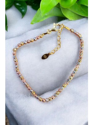 Moda Gümüş 925 Ayar Gümüş Sıra Toplu Dorika  Bileklik 3 mm
