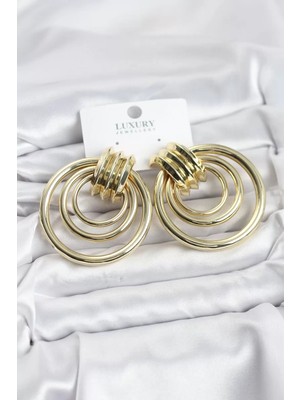 Uravas Store Pirinç Gold Renk Halka Model Vintage Kadın Küpe - TJ-BKP11629