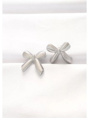 Uravas Store Pirinç Gümüş Renk Fiyonk Küpe - TJ-BKP8882