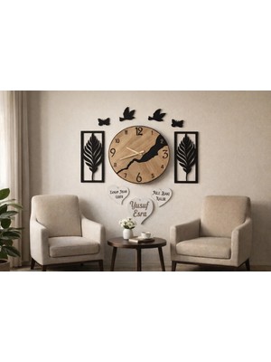 Duvar Saati 40 cm Çiçekler 30 cm Kişiye Özel Şık No 20036