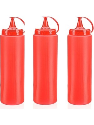 Uravas Store Ketçap Şişesi - 1000ML Dev Boy Kırmızı 3 Adet