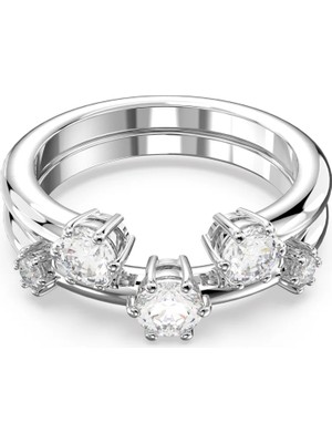 Swarovski Constella Yüzük Set 2 Round Cut Beyaz Rodyum Kaplama 52 52